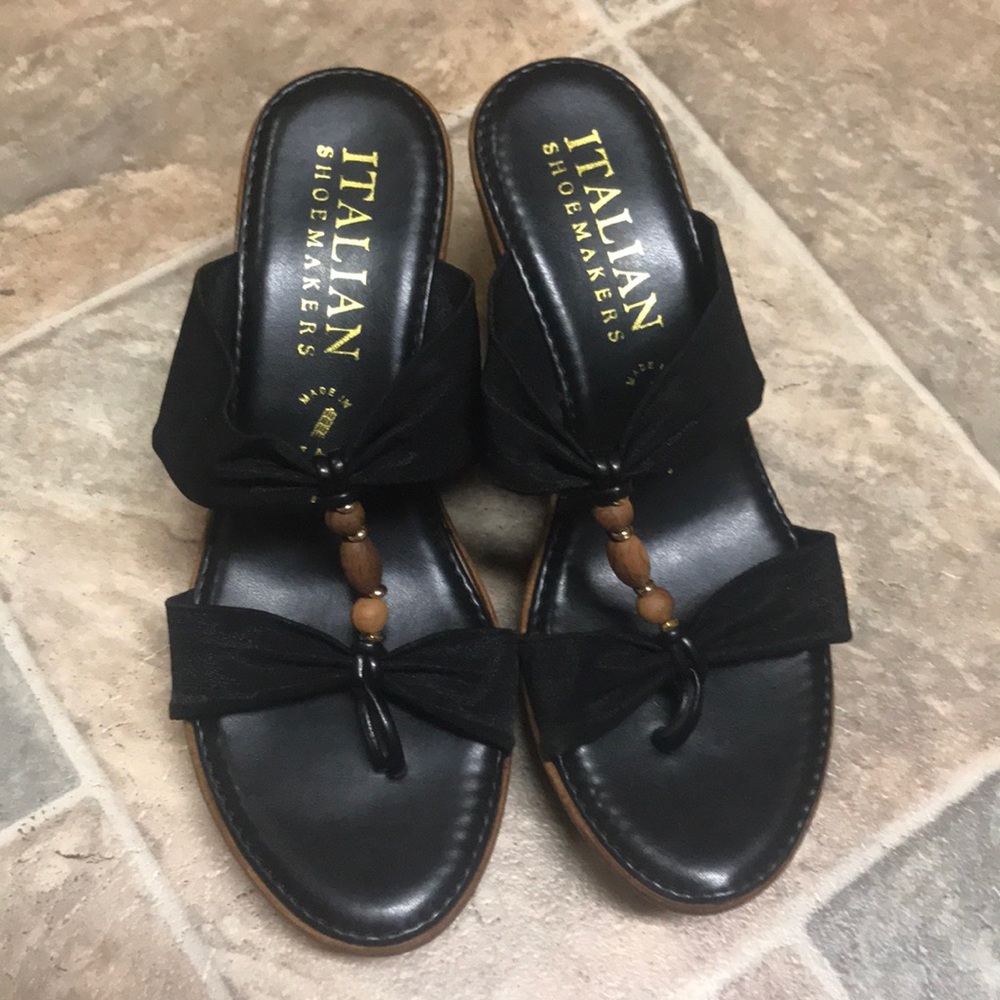 Black Beaded Wedges